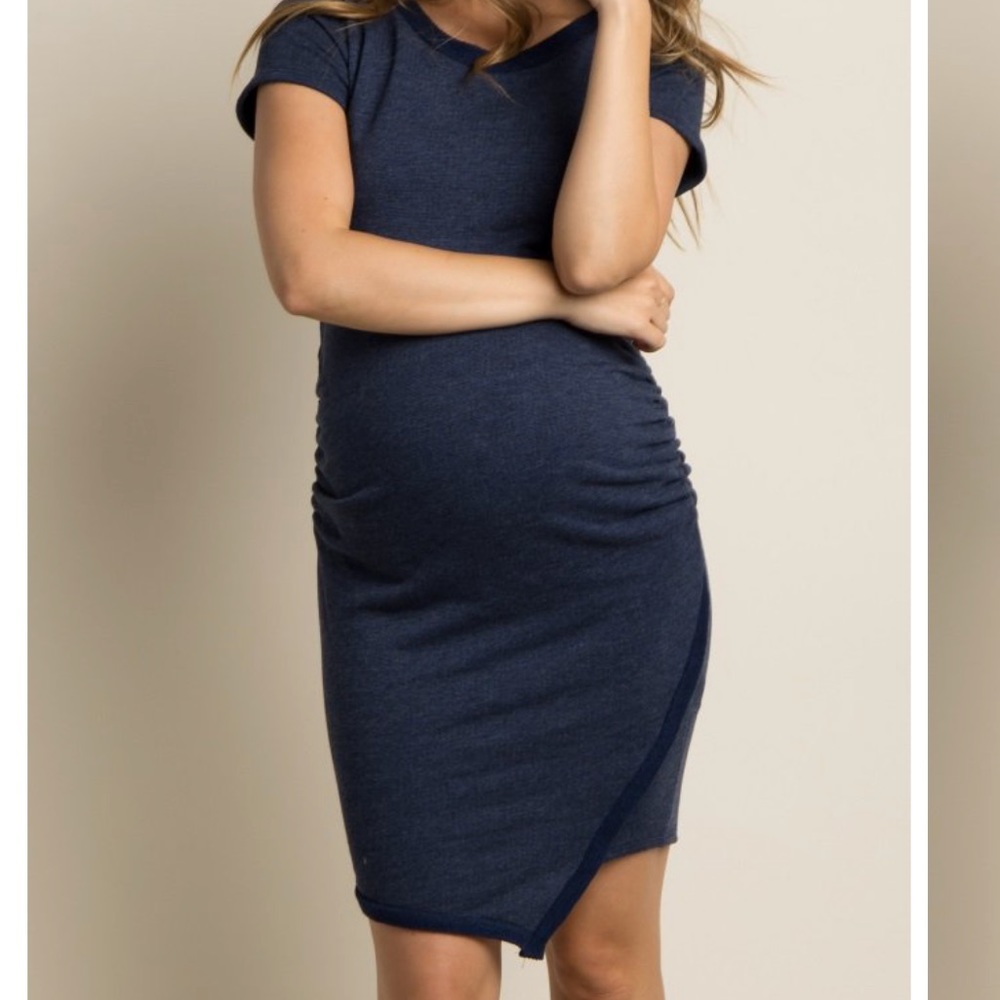 Pink Blush Navy Maternity Dress